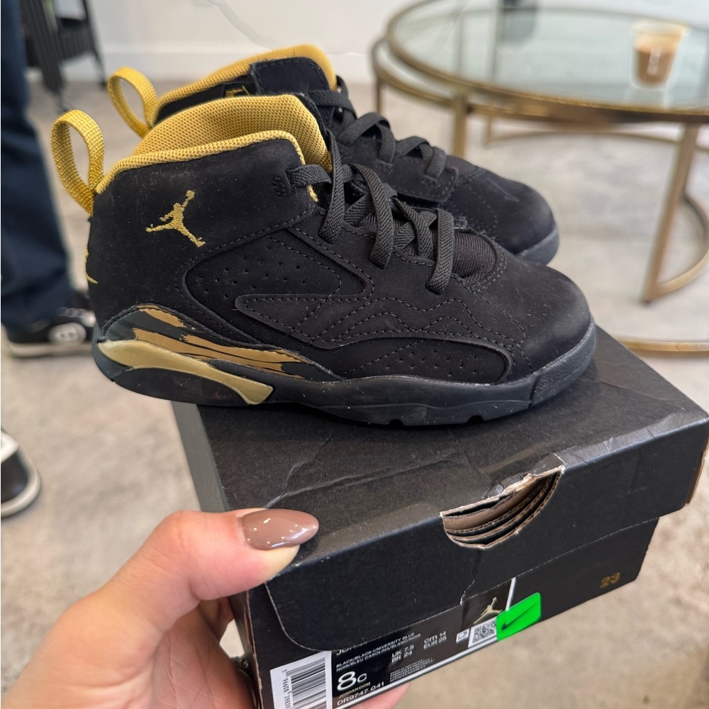Jordan Black and Gold Kids' Sneakers